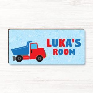 Personalised Truck Boys Wooden Bedroom Door Sign, Plaque, Gift