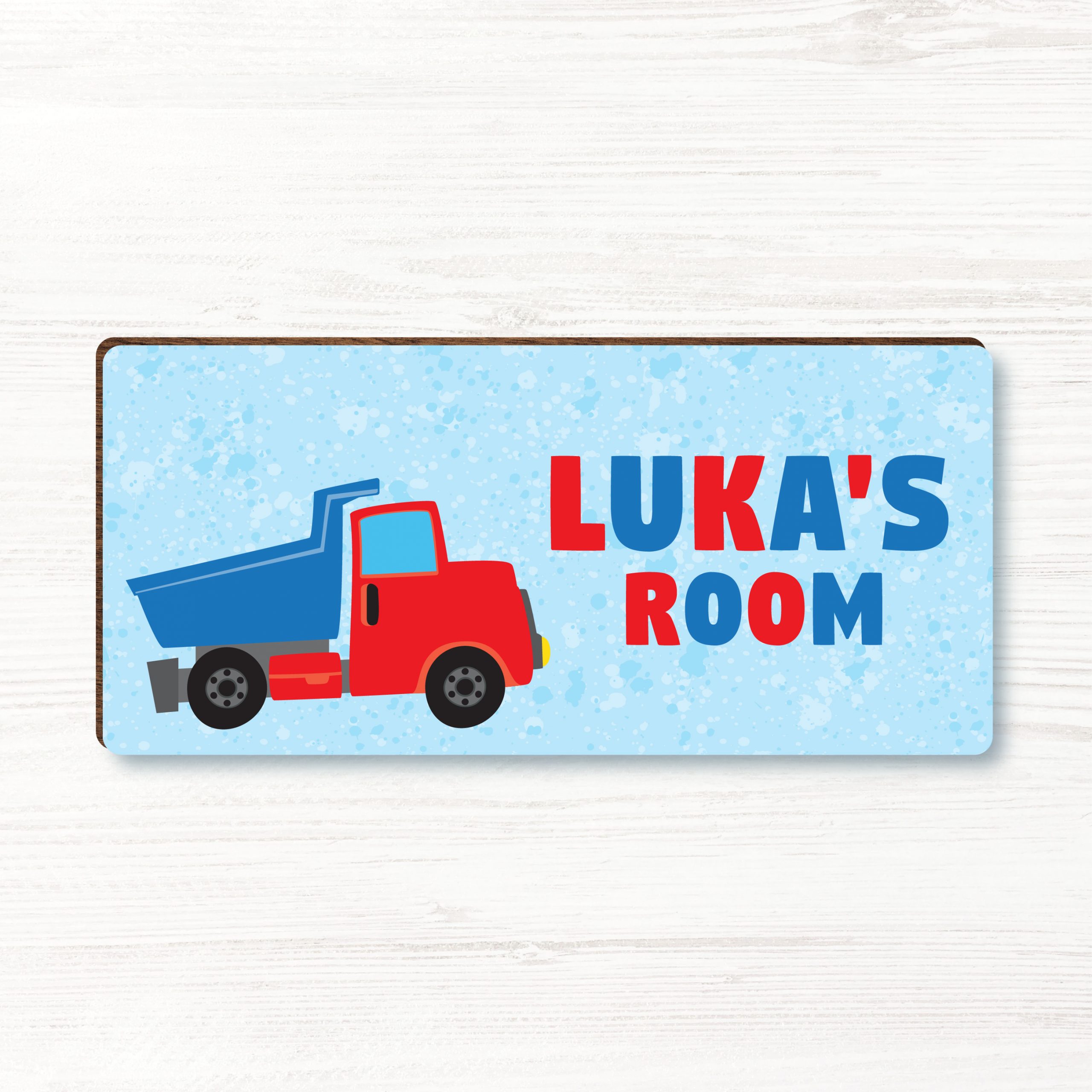 Personalised Truck Boys Wooden Bedroom Door Sign, Plaque, Gift