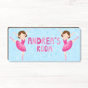 Personalised Ballerina Girls Wooden Bedroom Door Sign, Plaque, Gift