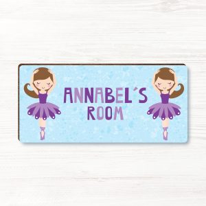 Personalised Ballerina Girls Wooden Bedroom Door Sign, Plaque, Gift