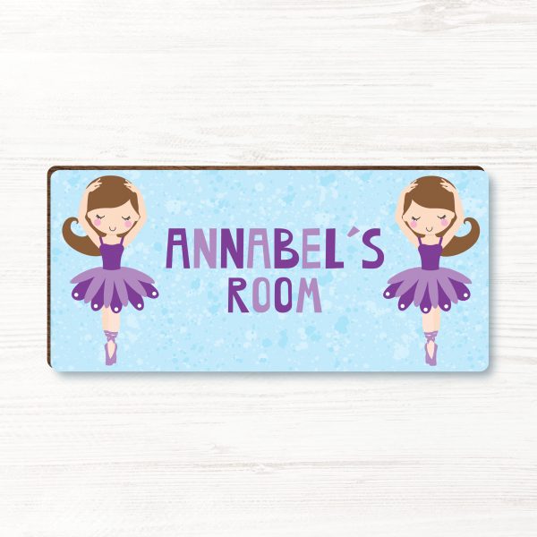 Personalised Ballerina Girls Wooden Bedroom Door Sign, Plaque, Gift