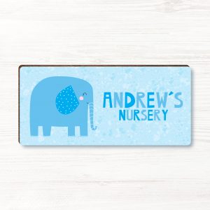 Personalised Elephant Baby Boys Wooden Bedroom, Nursery, Door Sign, Plaque, Gift
