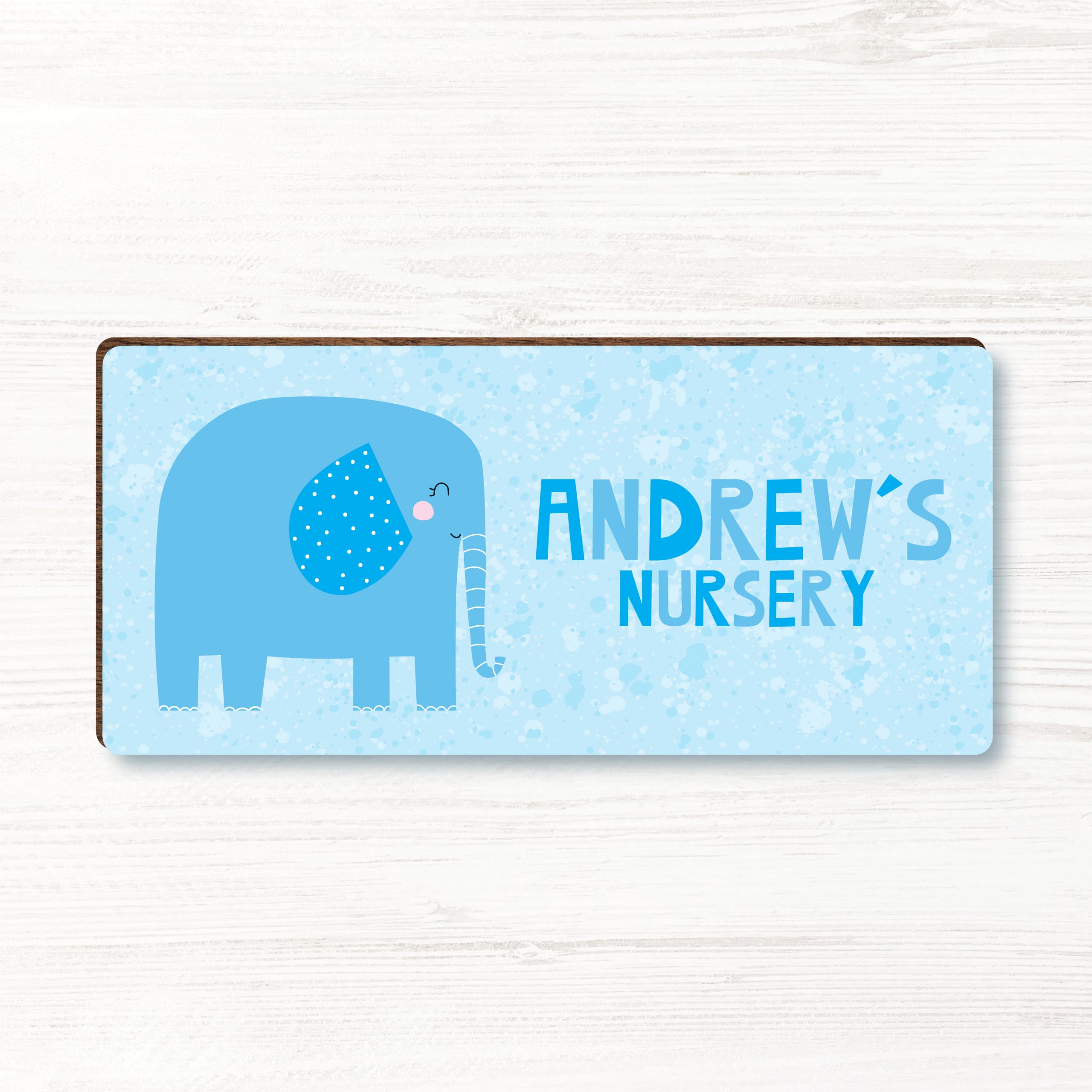 Personalised Elephant Baby Boys Wooden Bedroom, Nursery, Door Sign, Plaque, Gift
