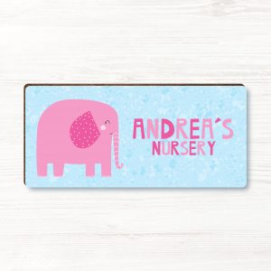 Personalised Elephant Baby Girls Wooden Bedroom, Nursery, Door Sign, Plaque, Gift