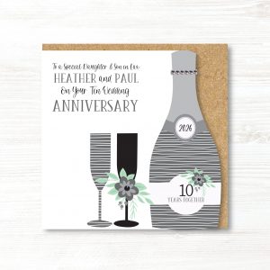 Personalised Handmade Tin/10th Wedding Anniversary Card - Any Relation