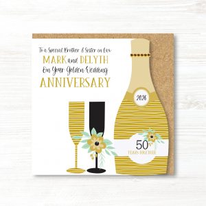 Personalised Handmade Golden/50th Wedding Anniversary Card - Any Relation