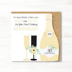 Personalised Handmade Pearl/30th Wedding Anniversary Card - Any Relation