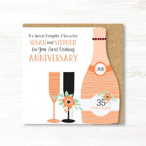 Personalised Handmade Coral/35th Wedding Anniversary Card - Any Relation
