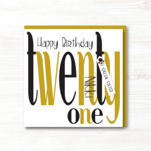 Personalised Handmade Birthday Card, TWENTY ONE - Any Relation