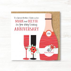 Personalised Handmade Ruby/40th Wedding Anniversary Card - Any Relation