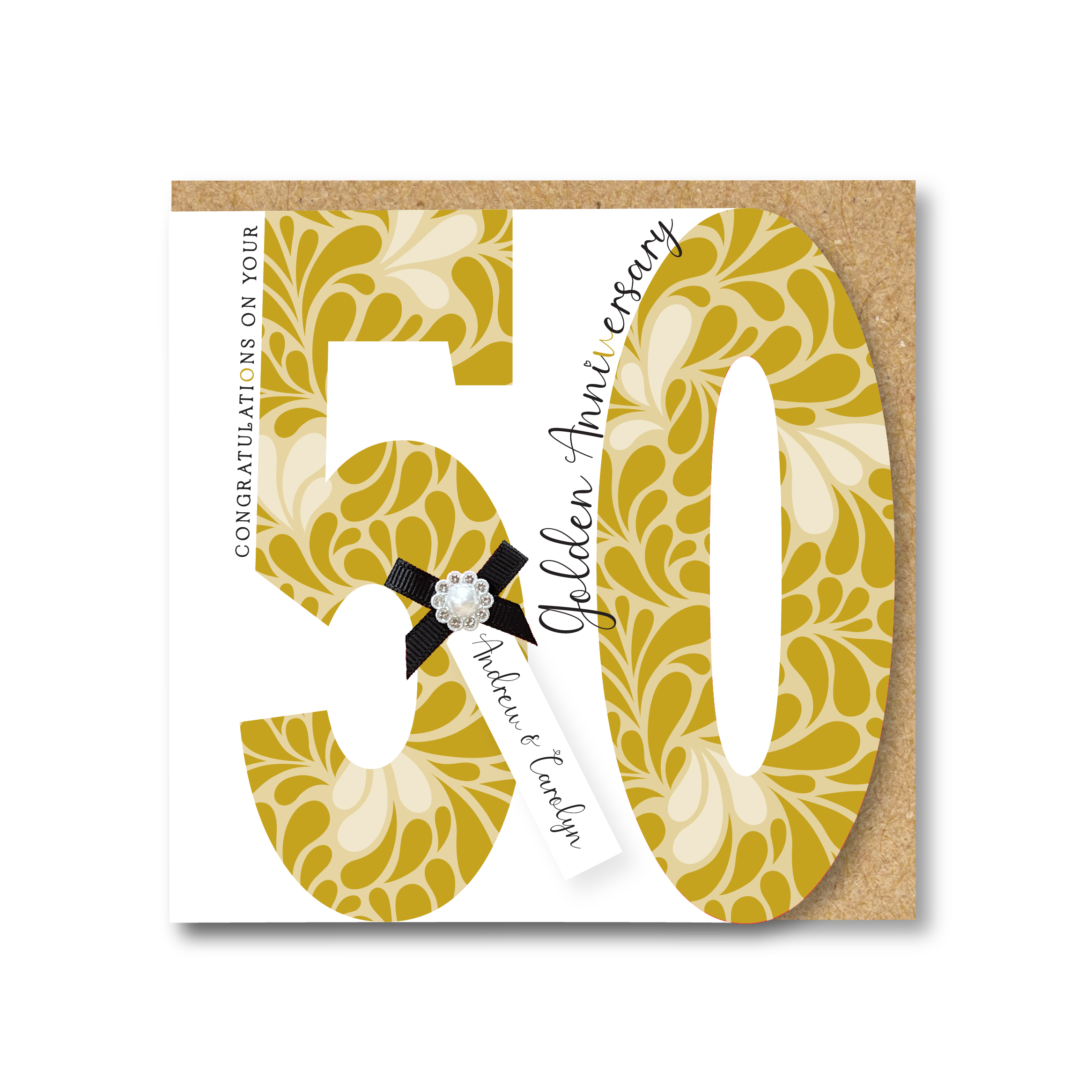 Personalised Handmade Golden/50th Wedding Anniversary Card - Image 2