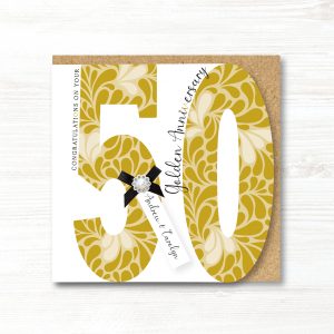 Personalised Handmade Golden/50th Wedding Anniversary Card