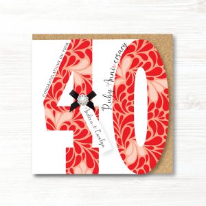 Personalised Handmade Ruby/40th Wedding Anniversary Card