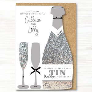 A5 Personalised Handmade Tin 10th Wedding Anniversary Card, Any Relation
