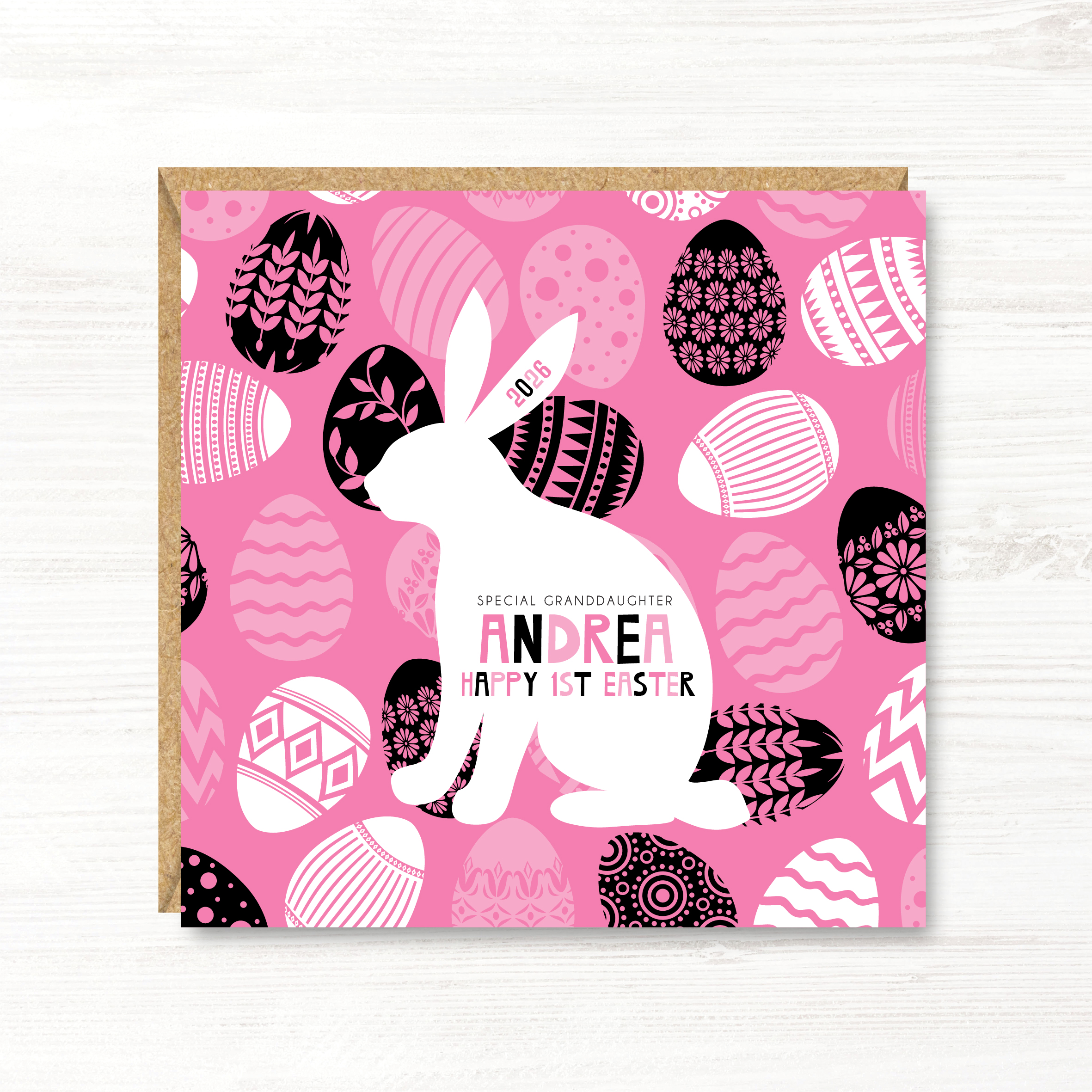 Personalised Girl Easter Card/First 1st Easter Card, Daughter, Niece, Granddaughter, Sister, Goddaughter