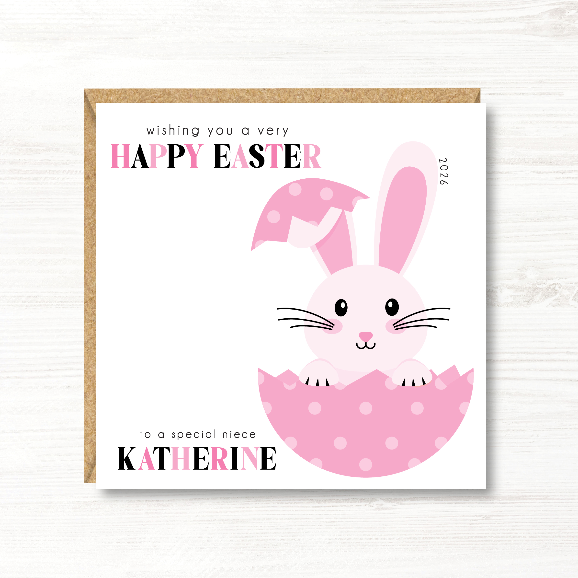 Personalised Girl Easter Card/First 1st Easter Card, Daughter, Niece, Granddaughter, Sister, Goddaughter - Image 2