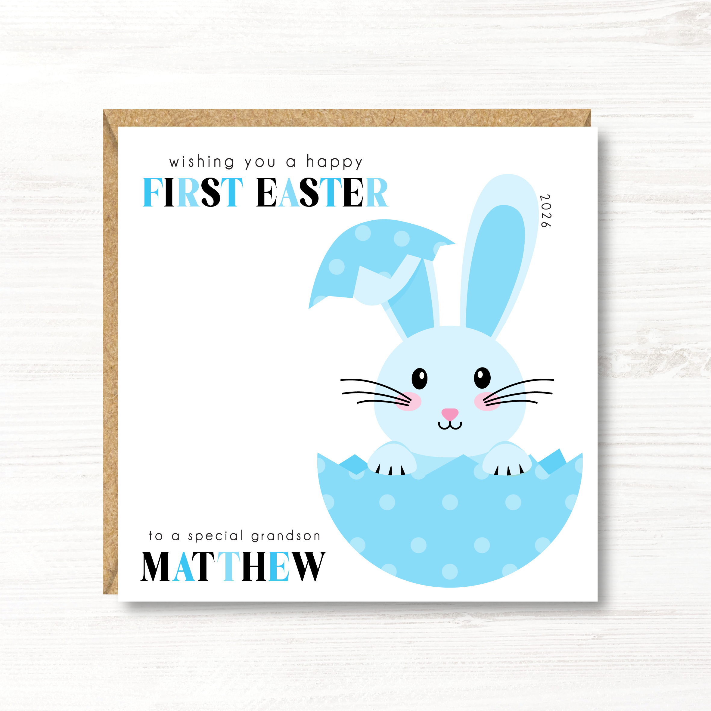 Personalised Boy Easter Card/First 1st Easter Card, Son, Grandson, Nephew, Great Grandson, Godson, Brother, Friend - Image 2