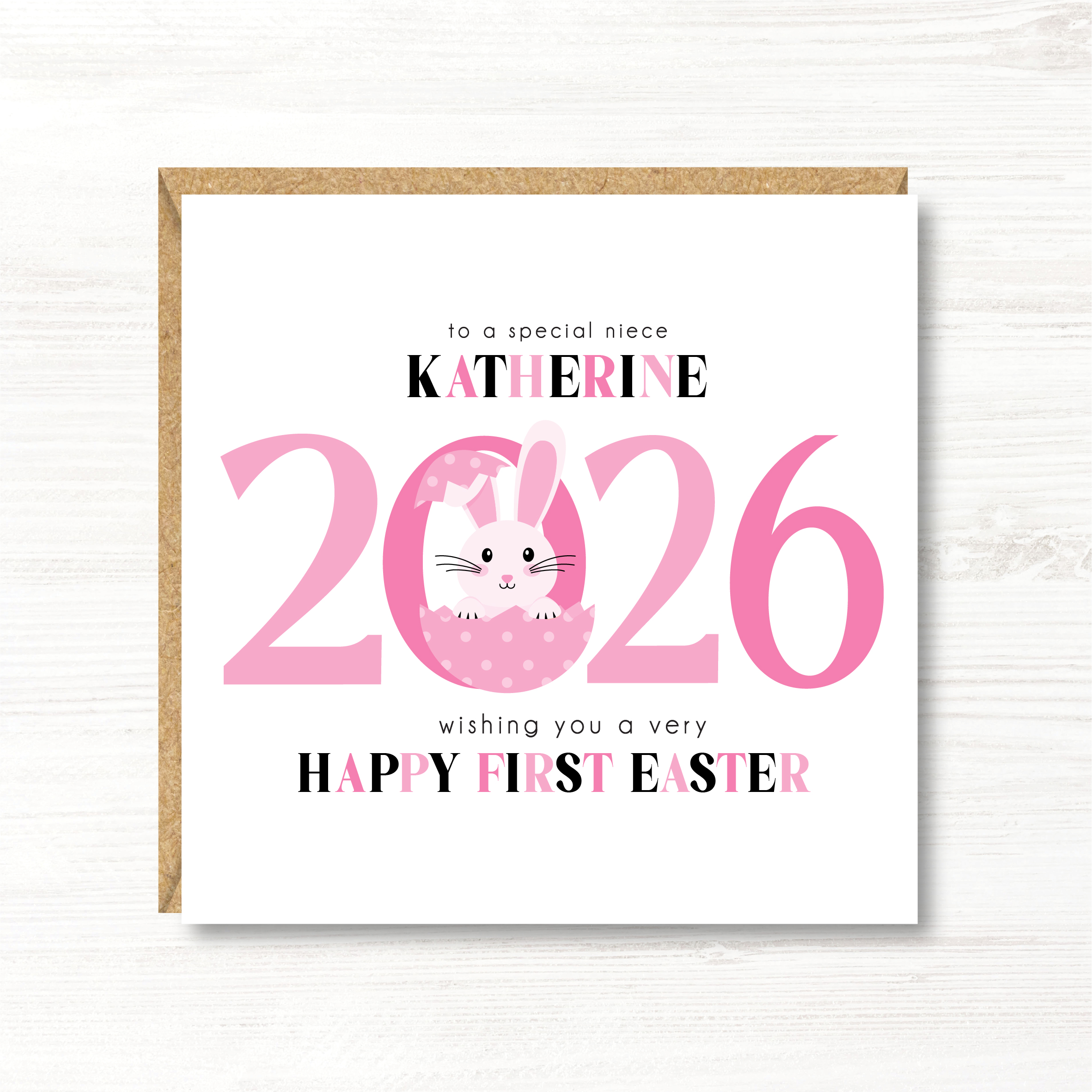 Personalised Girl Easter Card/First 1st Easter Card, Daughter, Niece, Granddaughter, Sister, Goddaughter - Image 2