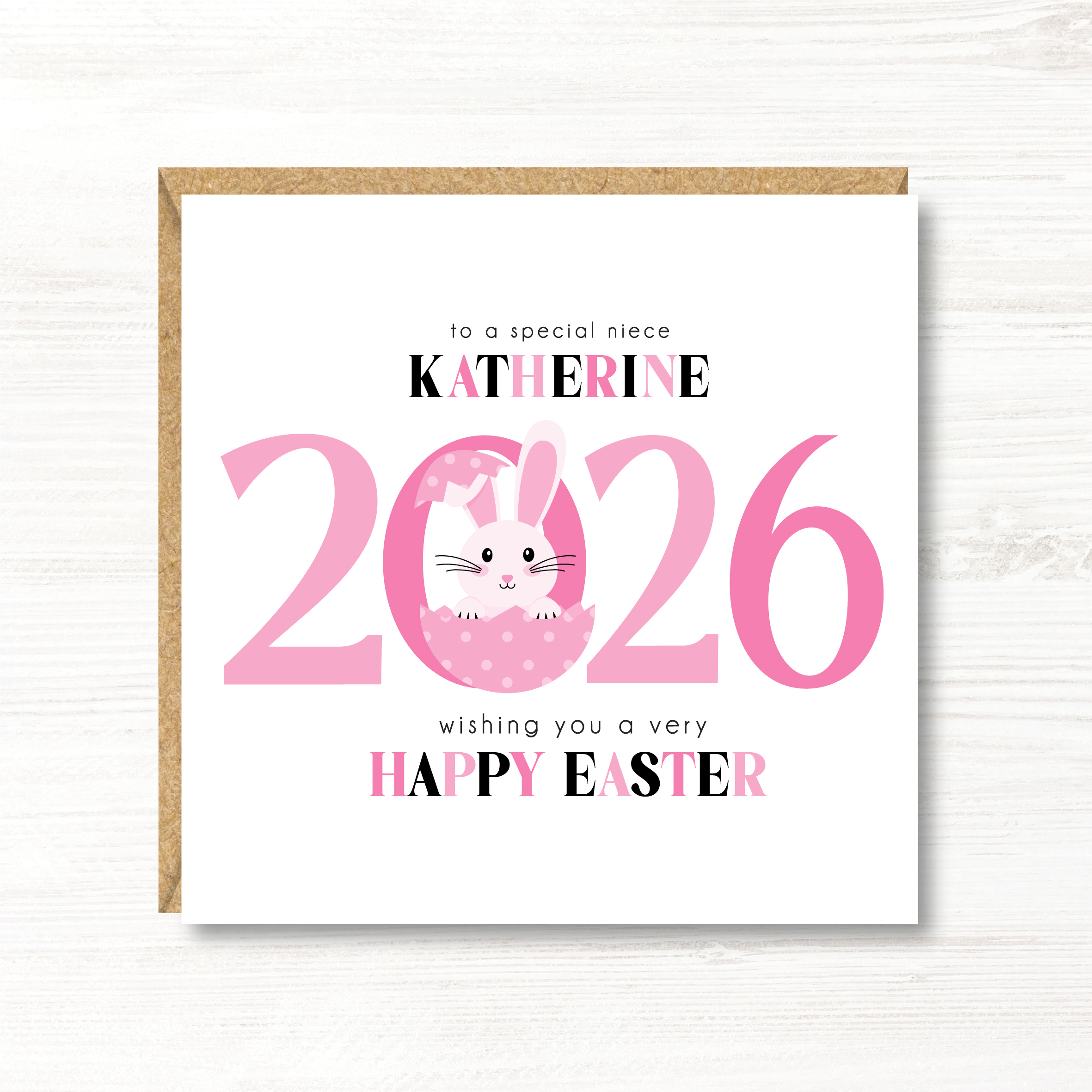 Personalised Girl Easter Card/First 1st Easter Card, Daughter, Niece, Granddaughter, Sister, Goddaughter