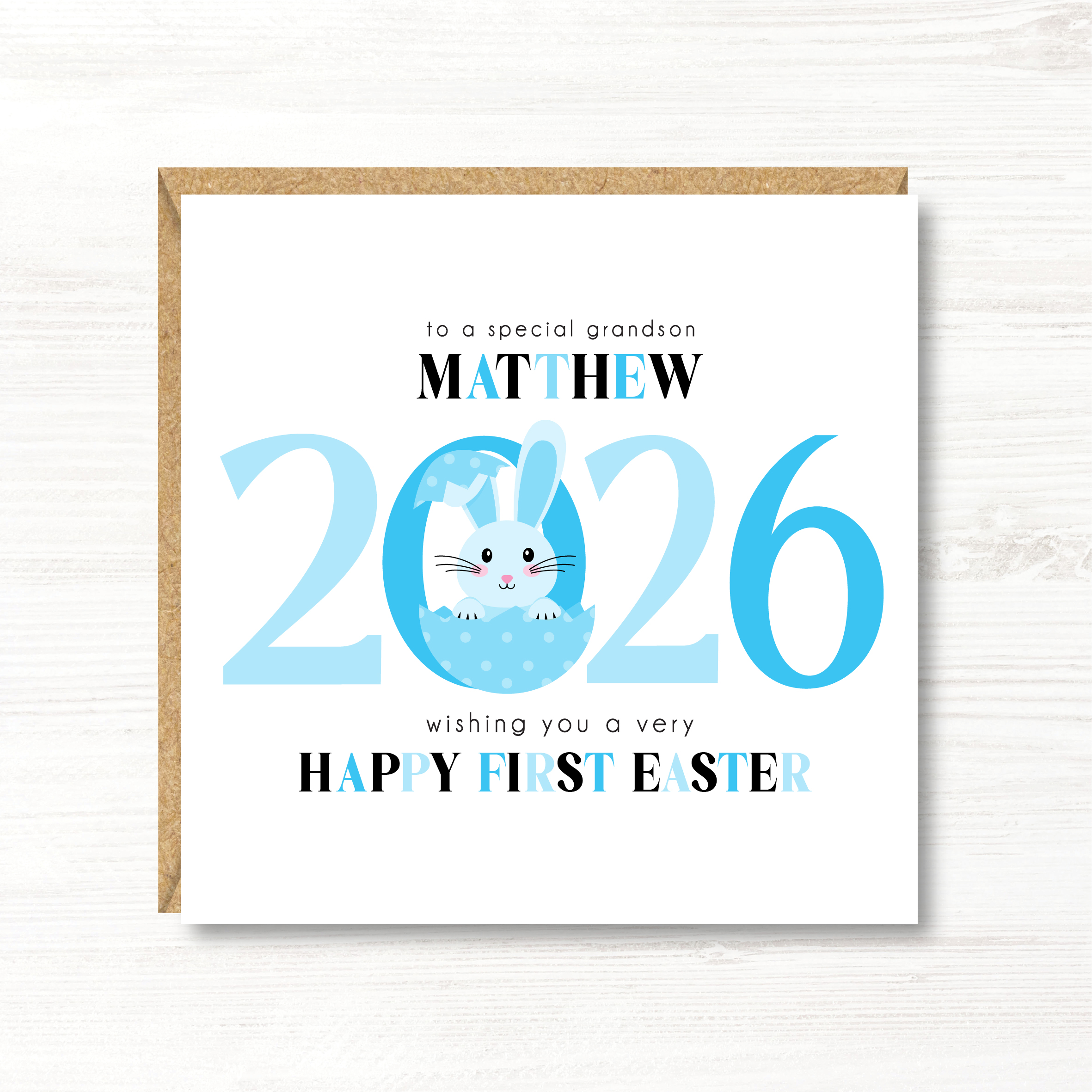 Personalised Boy Easter Card/First 1st Easter Card, Son, Grandson, Nephew, Great Grandson, Godson, Brother, Friend - Image 2