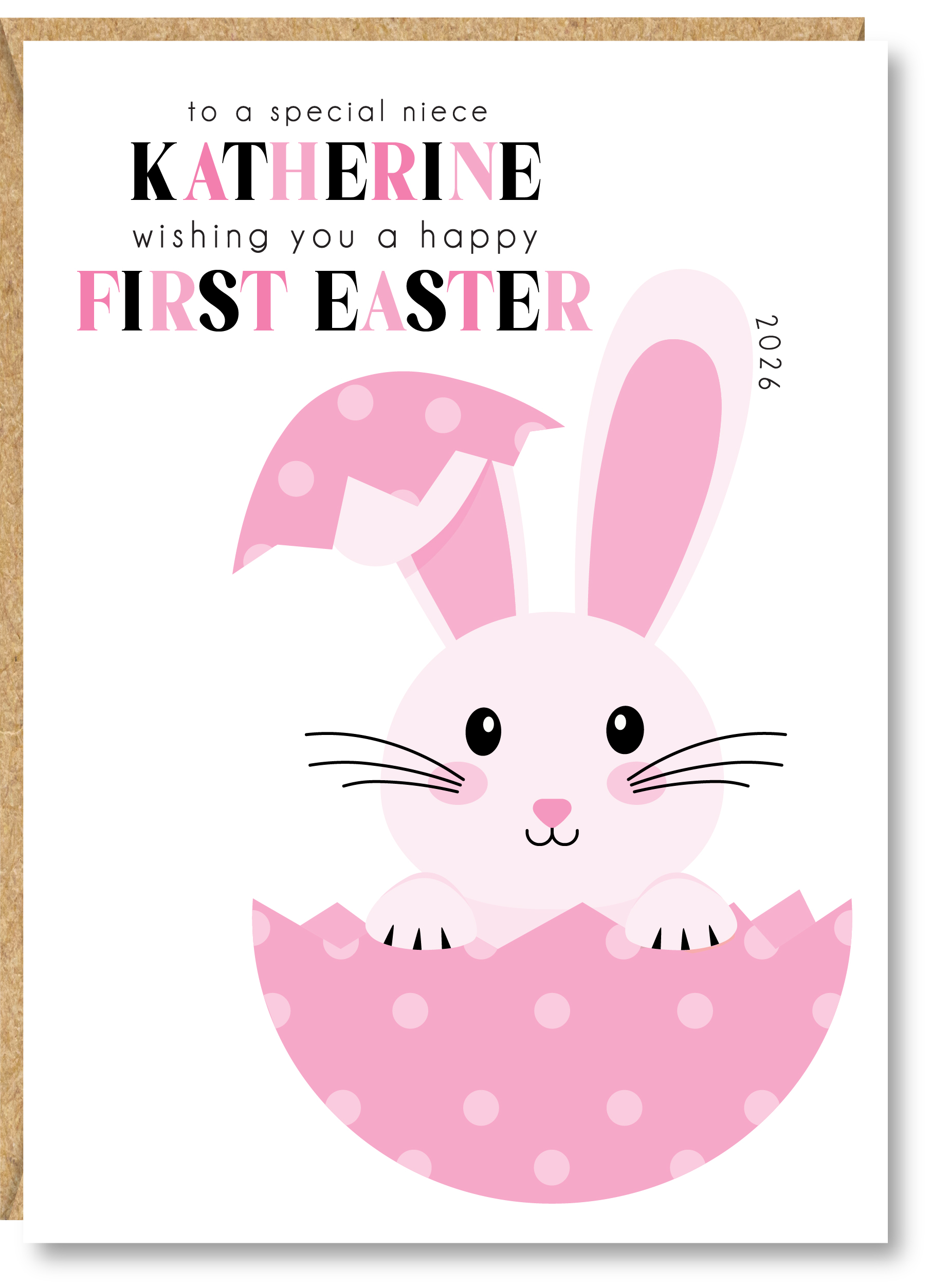 Personalised Girl Easter Card/First 1st Easter Card, Daughter, Niece, Granddaughter, Sister, Goddaughter, A5 size - Image 2