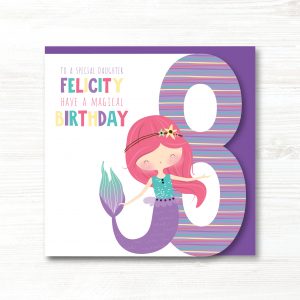 Personalised Handmade Mermaid Girls Birthday Card, 1st, 2nd, 3rd, 4th, 5th, 6th, 7th, 8th, 9th