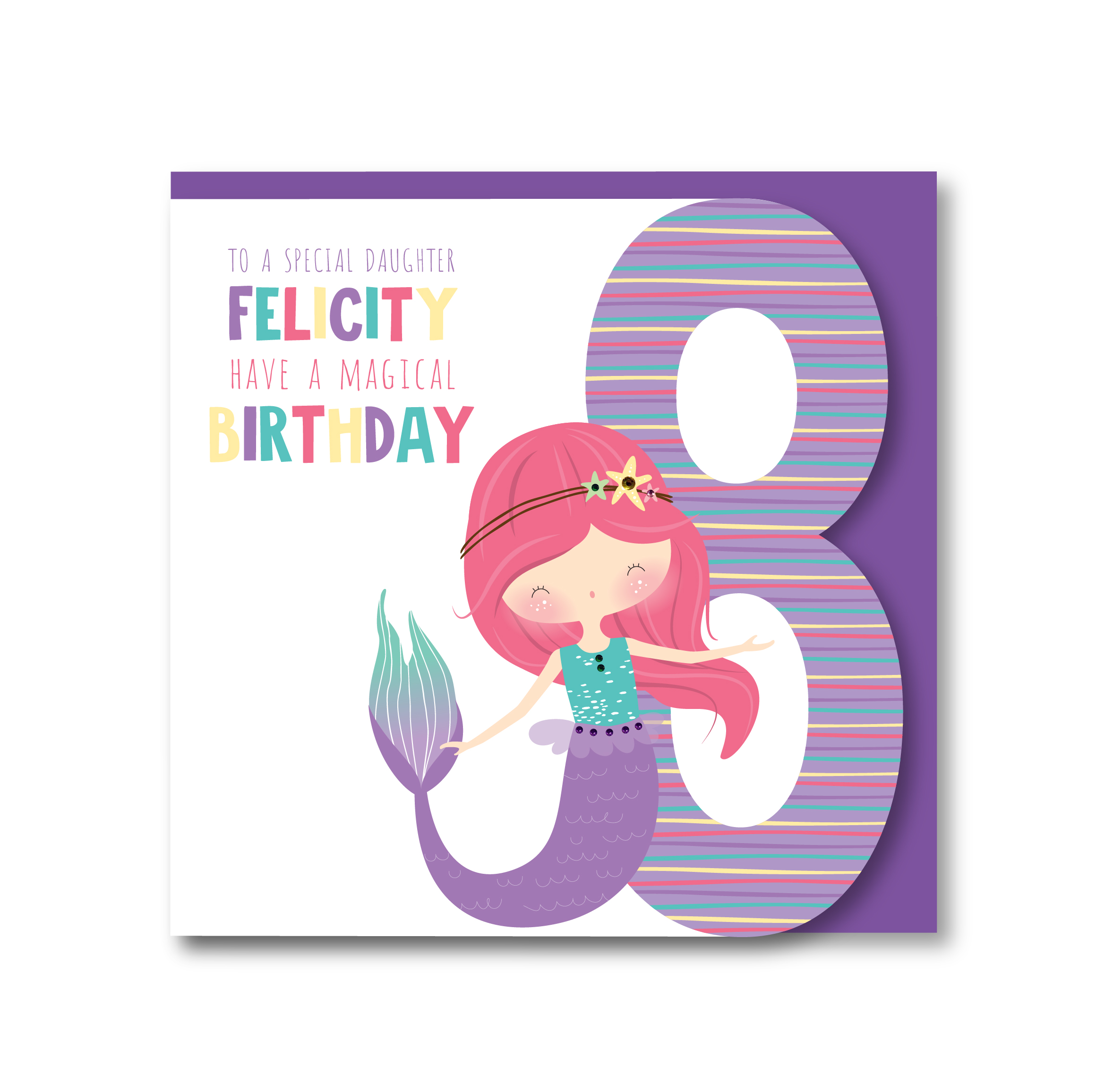 Personalised Handmade Mermaid Girls Birthday Card, 1st, 2nd, 3rd, 4th, 5th, 6th, 7th, 8th, 9th - Image 2