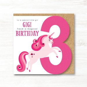 Personalised Handmade Girl Unicorn Birthday Card, 1st, 2nd, 3rd, 4th, 5th, 6th, 7th, 8th, 9th