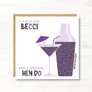 Personalised Hen Do Card, Daughter, Granddaughter, Niece, Sister, Cousin, Friend, Auntie, Mum, Goddaughter