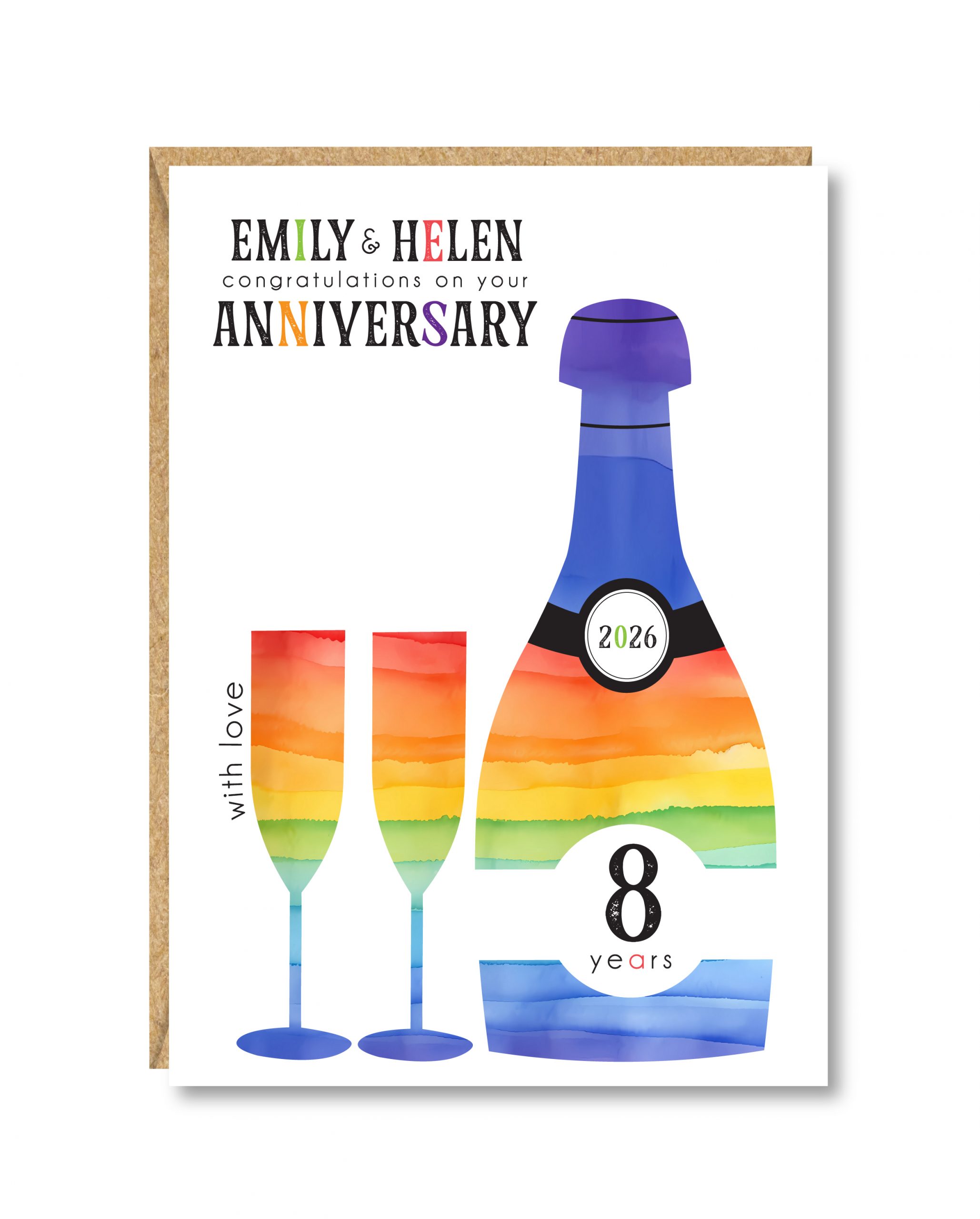 A5 Large Personalised LGBT Anniversary Card, Gay Couple, Lesbian, Gay - Image 2