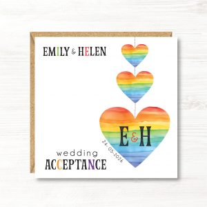 Personalised LGBT Wedding Acceptance Card, Gay Couple, Lesbian, Gay
