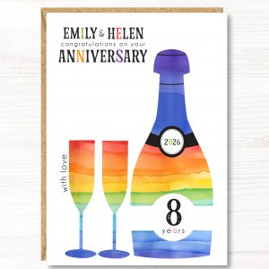 A5 Large Personalised LGBT Anniversary Card, Gay Couple, Lesbian, Gay