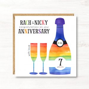 Personalised LGBT Anniversary Card, Gay Couple, Lesbian, Gay