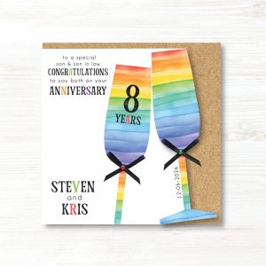 Personalised Handmade LGBT Anniversary Card, Gay Couple, Lesbian, Gay, Gift for Daughter, Son, Niece, Nephew, Friends, Grandson