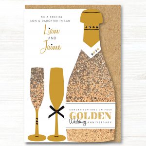 A5 Personalised Handmade Golden 50th Wedding Anniversary Card - Any Relation