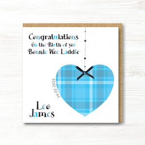 Personalised Handmade Scottish New Baby Boy Card