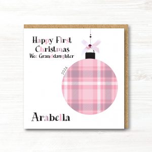 Personalised Handmade Scottish Baby Girls 1st First Christmas Card - Any Relation