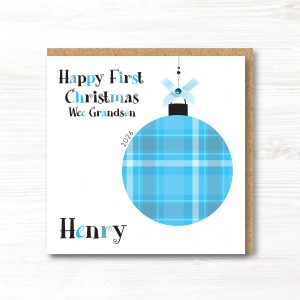 Personalised Handmade Scottish Baby Boys 1st First Christmas Card - Any Relation