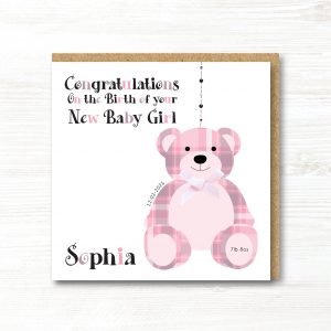 Personalised Handmade New Baby Girl Card