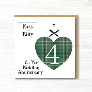Personalised Handmade Scottish Wedding Anniversary Card, Any Year