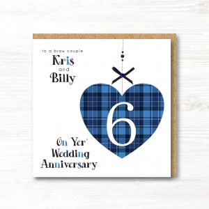 Personalised Handmade Scottish Wedding Anniversary Card, Any Relation