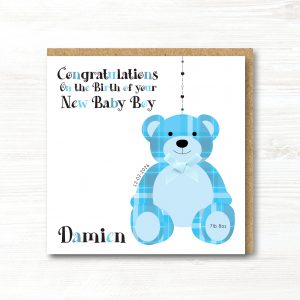 Personalised Handmade New Baby Boy Card