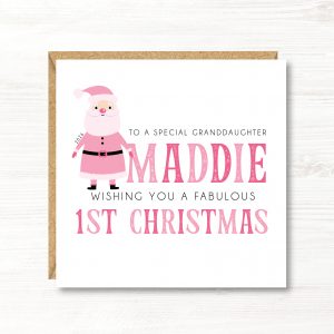 Personalised Baby Girl's 1st Christmas Card