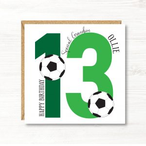 Personalised Boys Football Birthday Card, Any Age, Any Relation