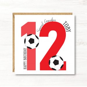 Personalised Boys Football Birthday Card, Any Age, Any Relation