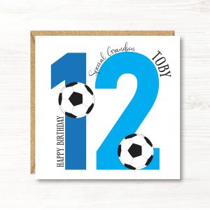 Personalised Boys Football Birthday Card, Any Age, Any Relation