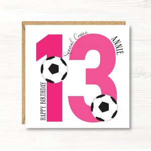 Personalised Girls Football Birthday Card, 4th, 5th, 6th, 7th, 8th, 9th, 10th, 11th, 12th, 13th, Daughter, Granddaughter, Sister, Friend, Niece