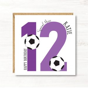 Personalised Girls Football Birthday Card, 4th, 5th, 6th, 7th, 8th, 9th, 10th, 11th, 12th, 13th, Daughter, Granddaughter, Sister, Friend, Niece