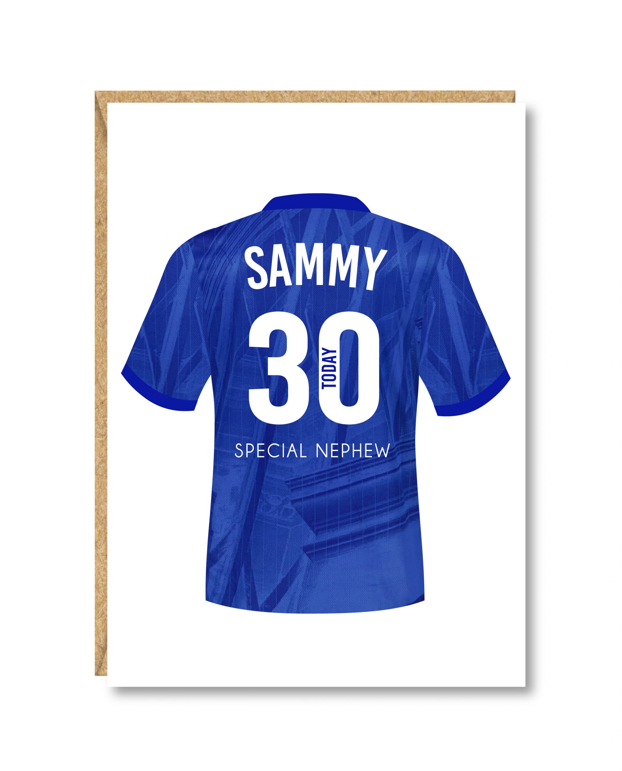 A5 Large Personalised Football Birthday Card, Chelsea Colours, Any Age, Any Relation - Image 2