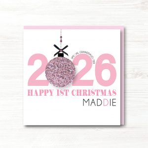 Personalised Handmade Baby Girl's 1st Christmas Card